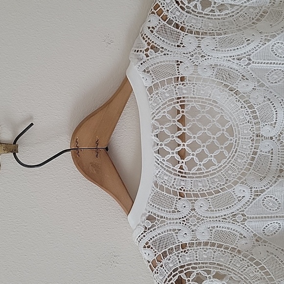 Piperlime White Crochet Crewneck Pullover Size Large L - Picture 7 of 7